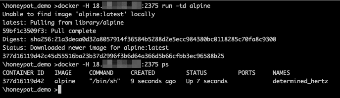 Creation of a container