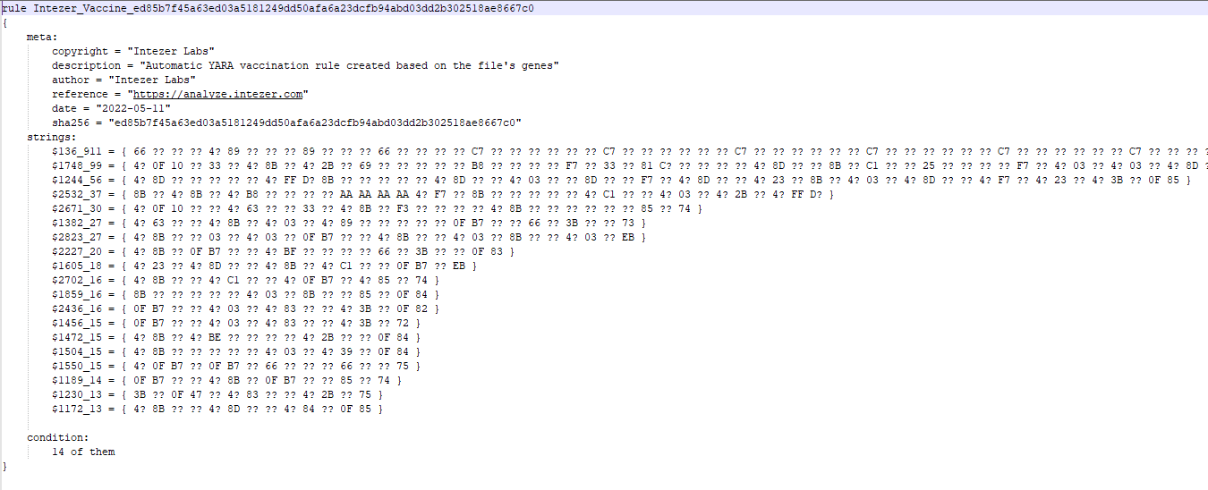 yara rule example for emotet