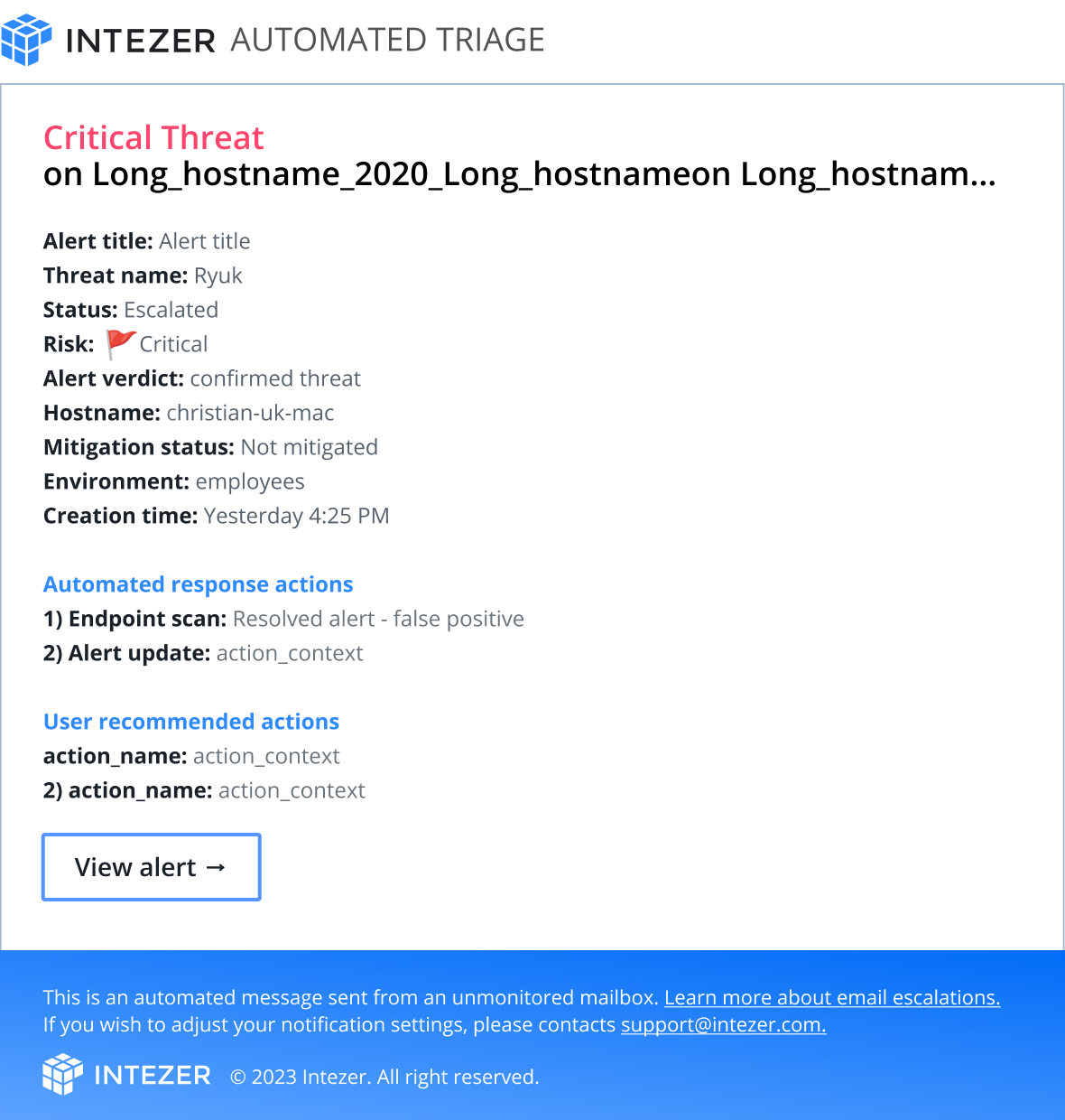 escalated cyber threat confirmed by Intezer Autonomous SOC