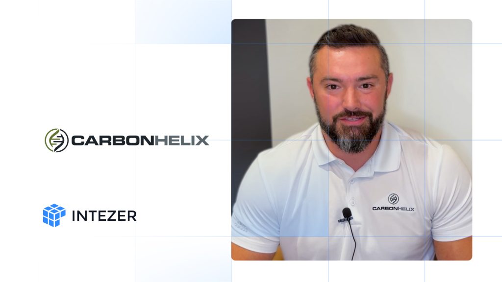 CarbonHelix case study image, showing the Intezer and CarbonHelix logos and a picture of of David DeLozier, CarbonHelix's VP of Sales